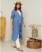 Gilet 100% Lin Coralie bleu indigo