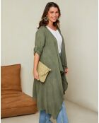 Gilet 100% Lin Isabelle vert kaki