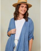 Gilet 100% Lin Coralie bleu indigo