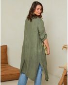 Gilet 100% Lin Isabelle vert kaki