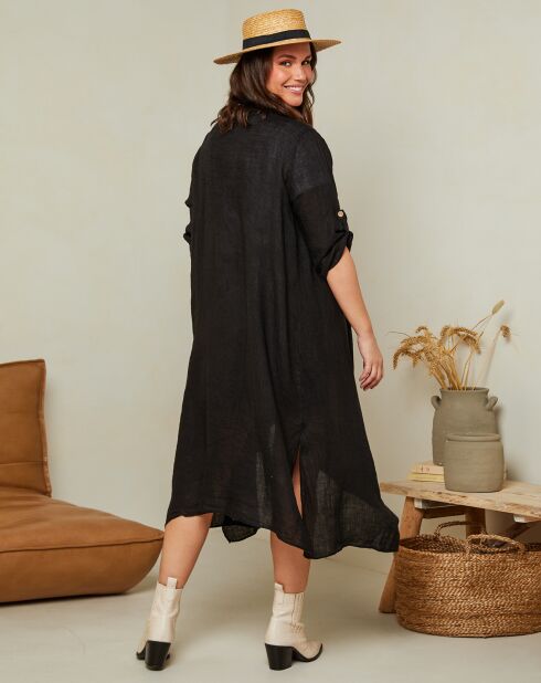 Isabelle schwarze Weste aus 100% Leinen