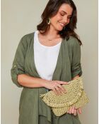 Gilet 100% Lin Isabelle vert kaki
