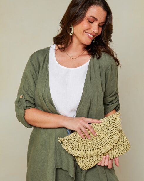 Isabelle 100% linnen vest kaki groen