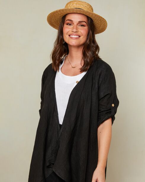 Gilet 100% Lin Isabelle noir
