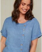 Top 100% Lin Jessy bleu indigo