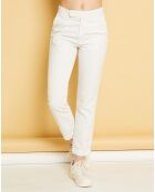 Pantalon droit en Coton & Lin Strech Grace blanc craie