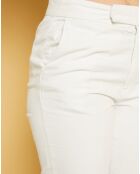 Pantalon droit en Coton & Lin Strech Grace blanc craie