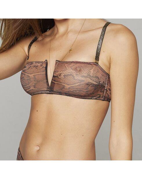 Soutien-gorge bandeau avec armatures Ema marron