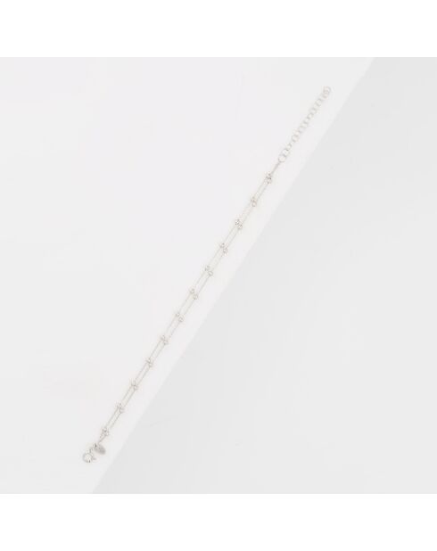 Bracelet Double chaîne boules or blanc