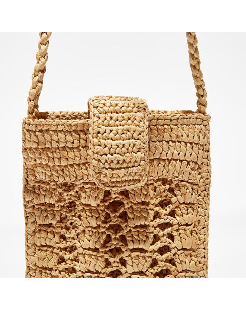 Pochette de téléphone en Raphia Jane naturel - 17x11x1 cm