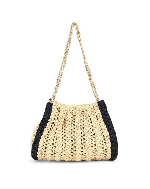 Sac en Raphia Ella noir/naturel - 30x26x12 cm