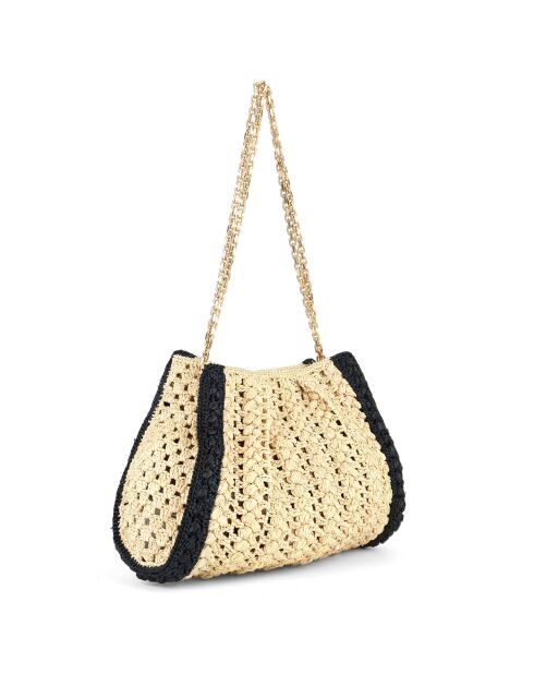 Sac en Raphia Ella noir/naturel - 30x26x12 cm