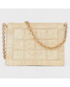 Sac brodé en Raphia Juliette naturel - 15x22x3 cm