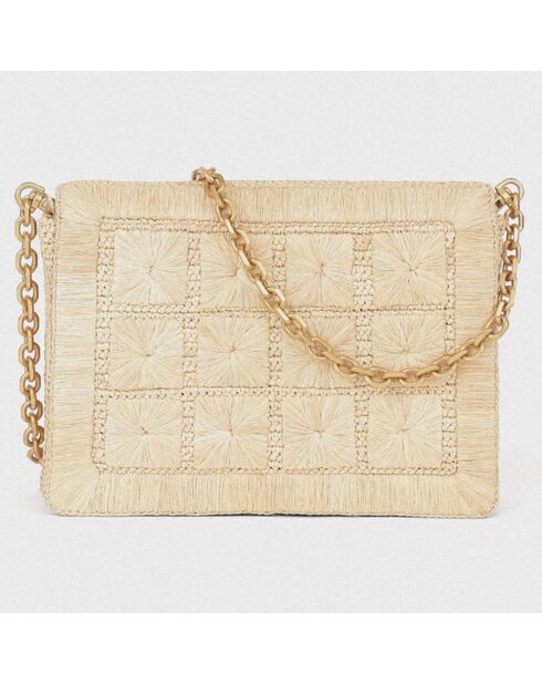 Sac brodé en Raphia Juliette naturel - 15x22x3 cm