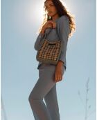Sac à main en Raphia Suzie bleu - 25x22x7 cm