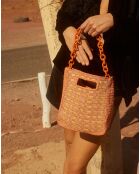 Sac à main en Raphia Suzie papaye - 25x22x7 cm