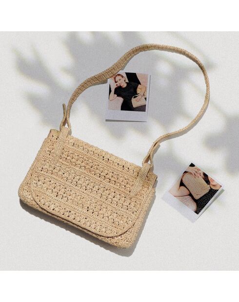 Sac bandoulière en Raphia Ava naturel - 16.5x25x5 cm