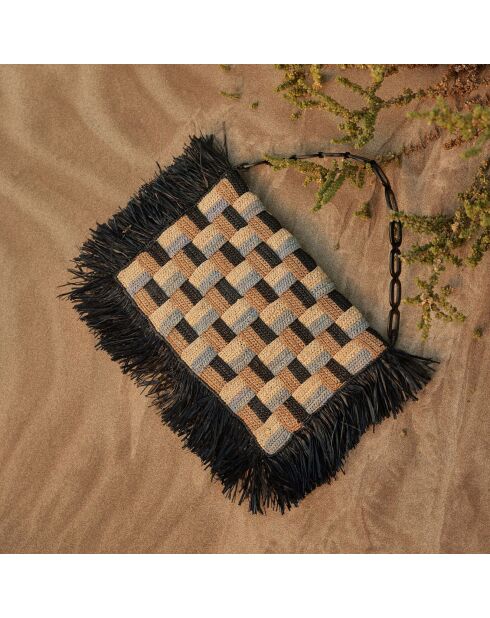 Pochette en Raphia Harper noire - 50x34x4 cm