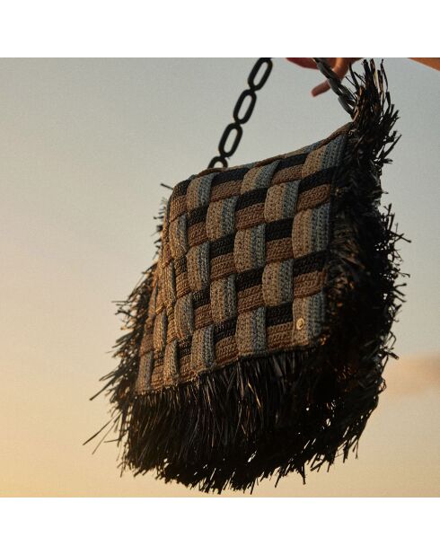Pochette en Raphia Harper noire - 50x34x4 cm
