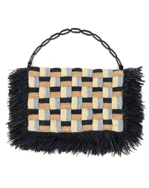 Pochette en Raphia Harper noire - 50x34x4 cm