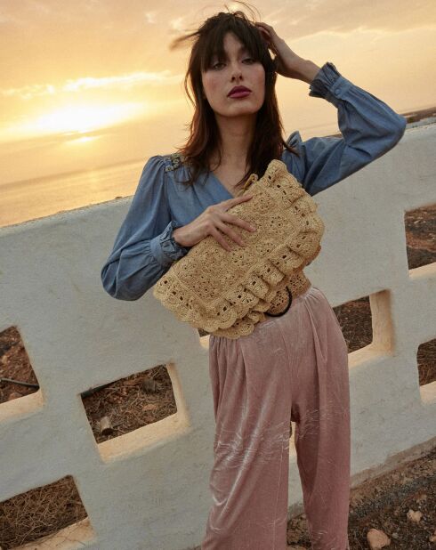 Pochette en Raphia Hanae naturel - 34x20x3 cm
