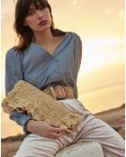 Pochette en Raphia Hanae naturel - 34x20x3 cm