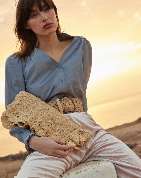 Pochette en Raphia Hanae naturel - 34x20x3 cm