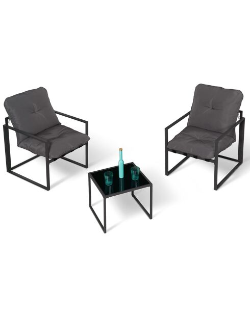 Salon de jardin Tropea 2 places gris anthracite