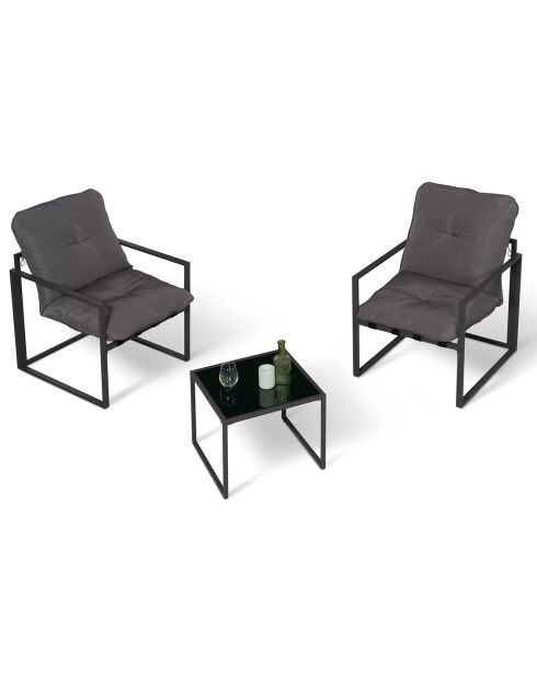 Salon de jardin Tropea 2 places gris anthracite