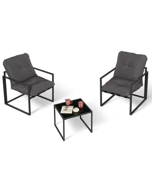 Salon de jardin Tropea 2 places gris anthracite