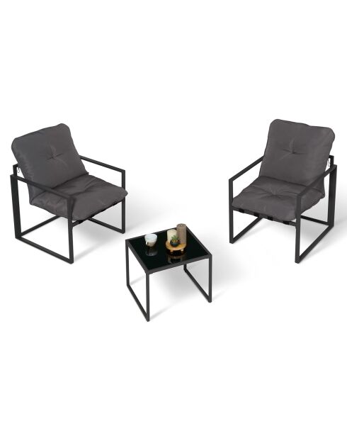 Salon de jardin Tropea 2 places gris anthracite