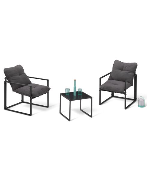 Salon de jardin Tropea 2 places gris anthracite