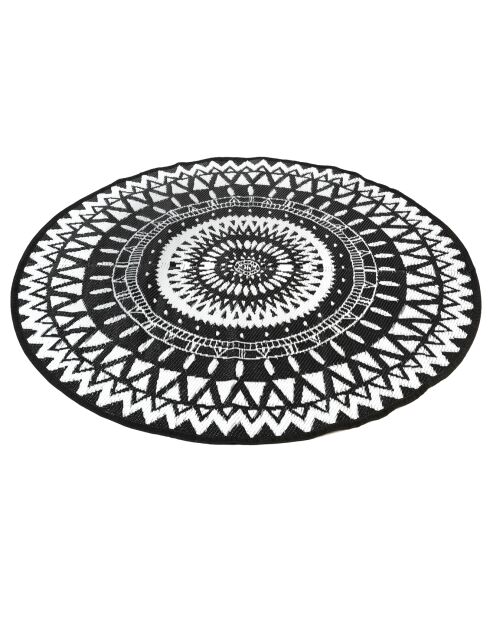 Maori rond zwart/wit buitentapijt - D.250 cm