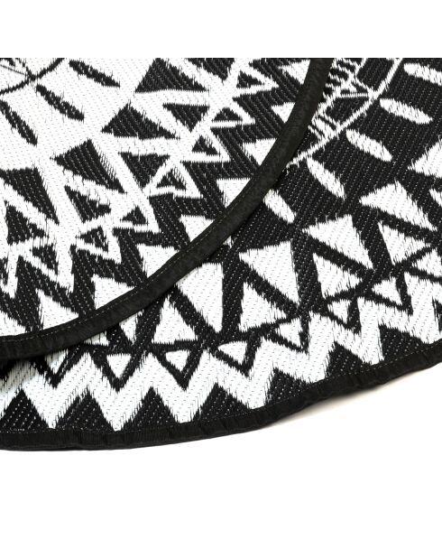 Maori rond zwart/wit buitentapijt - D.250 cm
