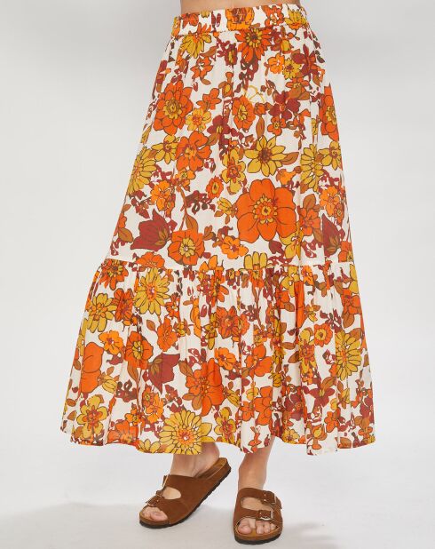 Falda Danae naranja con volantes