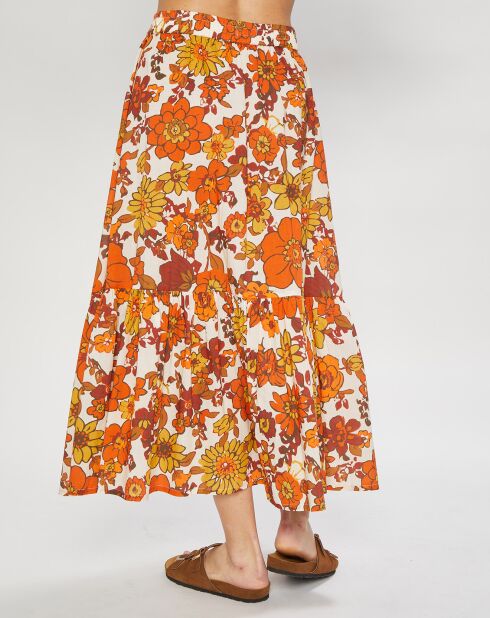 Falda Danae naranja con volantes