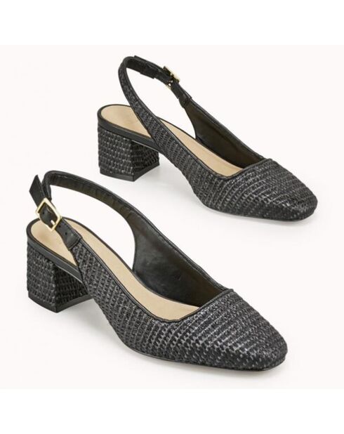 Slingbacks Zela vegan noires - Talon 6 cm