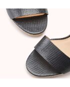 Espadrilles compensées en Cuir Zemi noires - Talon 9 cm