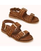 Sandales en Velours de Cuir Hassi marron