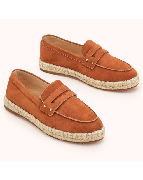 Espadrilles en Velours de Cuir Hilona cognac