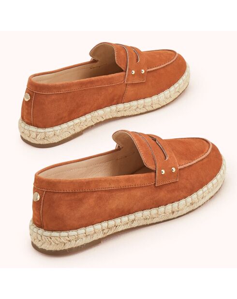 Espadrilles en Velours de Cuir Hilona cognac