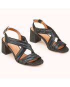 Sandales en Velours de Cuir Vizzo noires - Talon 6 cm