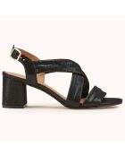 Sandales en Velours de Cuir Vizzo noires - Talon 6 cm