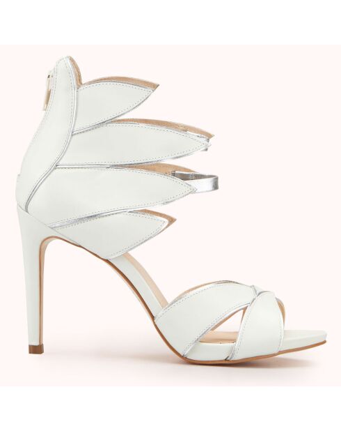 Weiße Zalia Veloursledersandalen - Absatz 11 cm