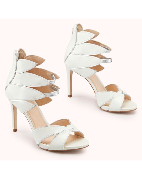 Weiße Zalia Veloursledersandalen - Absatz 11 cm