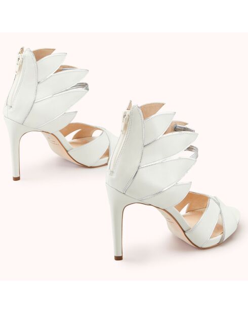 Weiße Zalia Veloursledersandalen - Absatz 11 cm