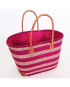 Panier de Madagascar Ambanja fuchsia - 34x36x22 cm