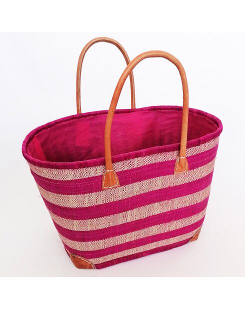 Panier de Madagascar Ambanja fuchsia - 34x36x22 cm