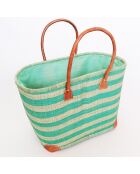 Panier de Madagascar Ambanja vert d'eau - 34x36x22 cm