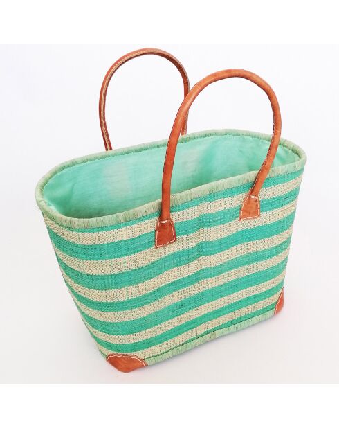 Panier de Madagascar Ambanja vert d'eau - 34x36x22 cm